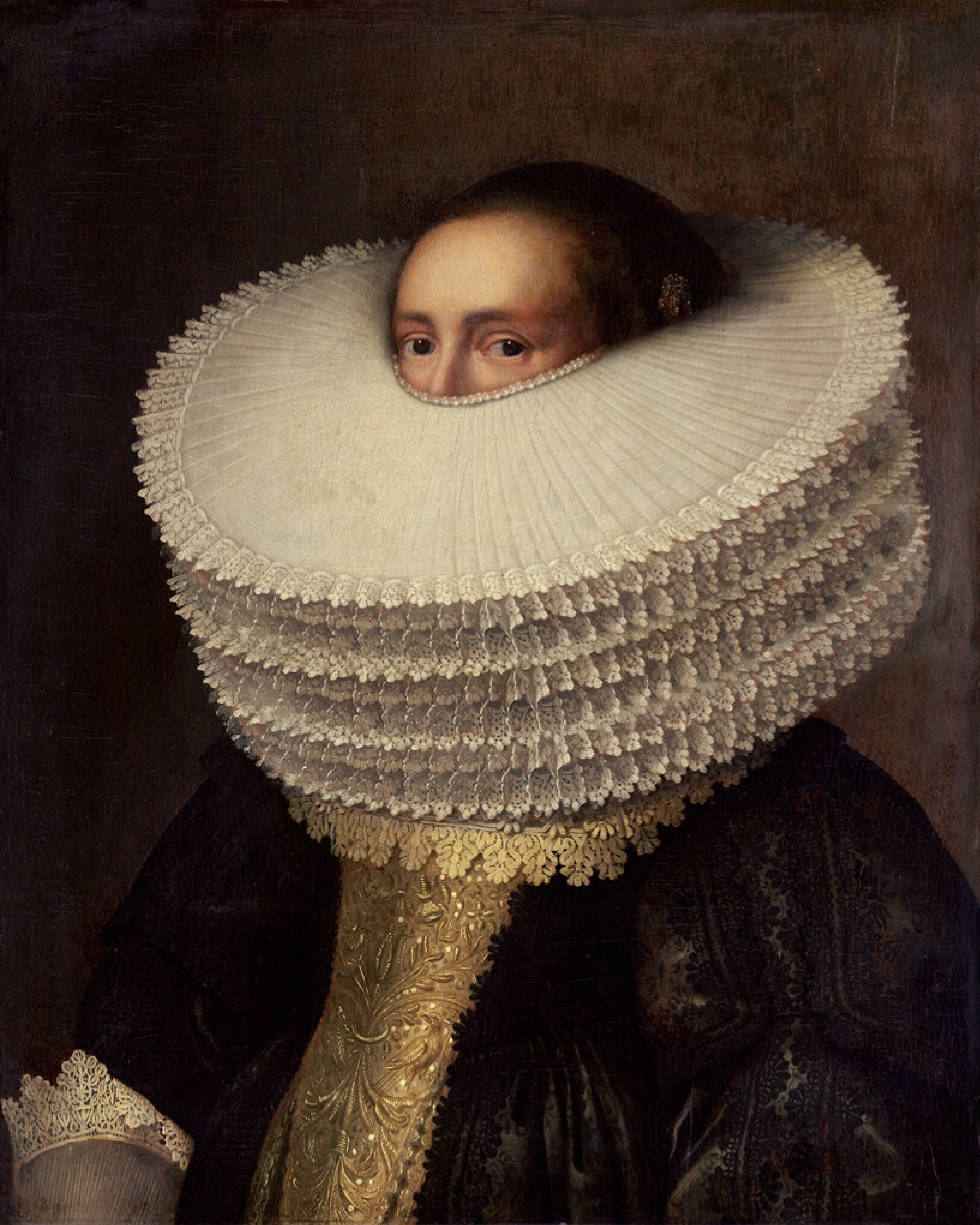 Geschilderd portret met enorme kraag